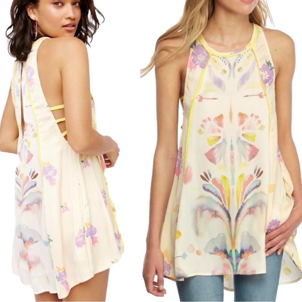 Free People Floral Bright Sleeveless Tent Dress